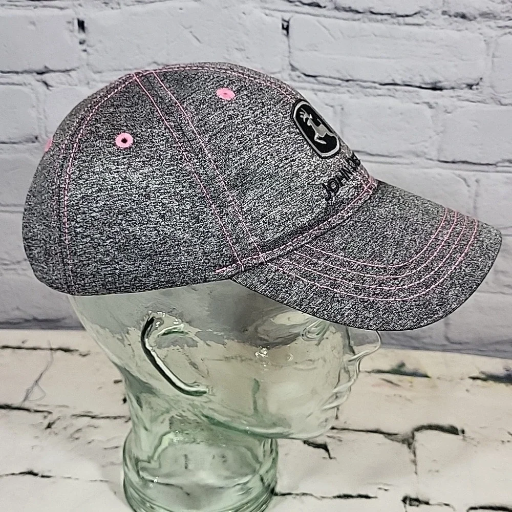 John Deere Youth Hat Gray Pink One Size Adjustable Ball Cap